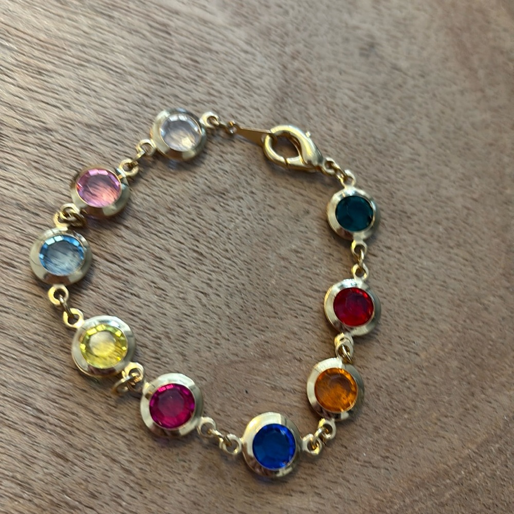 Gorgeous Bezel Set Multi Colored Bezel Bracelet 7” - image 1